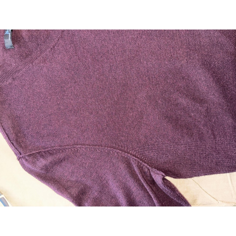 Marc Anthony Sweater Mens XL Burgundy V Neck Pullover Lightweight Cashmere Blend - Picture 9 of 10